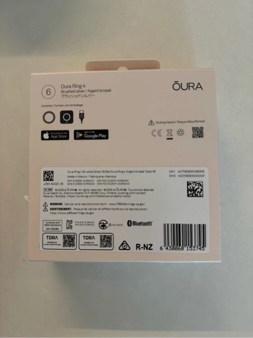 New Oura Ring 4 Smart Ring - Brushed Silver